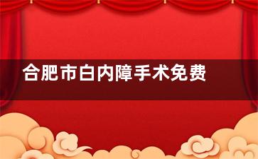 合肥市白内障手术免费政策2025年全解读：三高人群是否能手术？独眼白内障能参加不？均有解答！