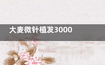 大麦微针植发3000单位要花多少钱？2.5万元起，附新价格表和术后结果对比！