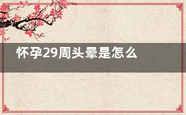 怀孕29周头晕是怎么回事,怀孕29周有点头晕怎么回事