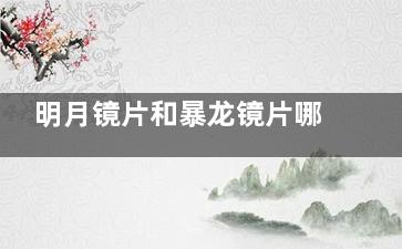 明月镜片和暴龙镜片哪个好？从技术特点、适用人群、价格等方面进行详细对比