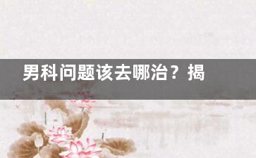 男科问题该去哪治？揭秘选择优质治疗医院的实用攻略，让您少走弯路！
