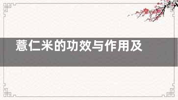 薏仁米的功效与作用及食用方法(薏仁米的功效与主治)