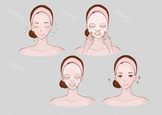 面部美白护理卡通示意图