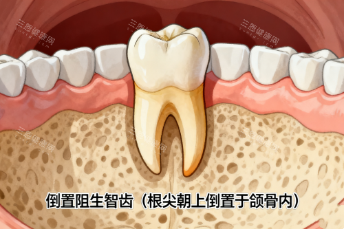 倒置阻生智齿展示图 倒置阻生智齿展示图